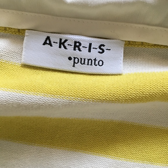 AKRIS PUNTO Yellow + White Stripe Cotton Sweater w/ Detachable Collar 8 M - Picture 5 of 7